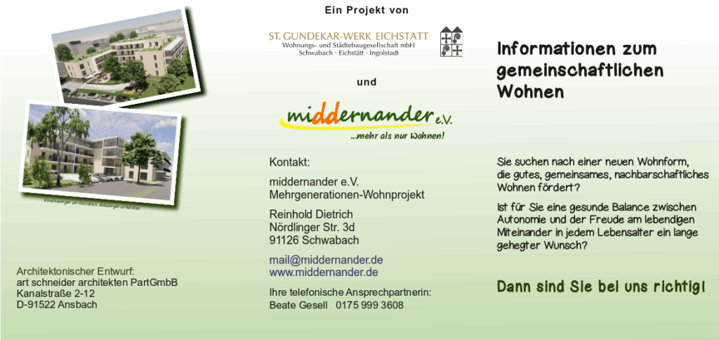 Aktueller Flyer unseres Projektes Aktueller Flyer unseres Mehrgenerationenprojektes Middernander e.V.